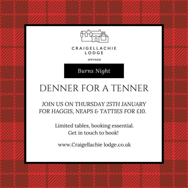 🏴󠁧󠁢󠁳󠁣󠁴󠁿 Burns Night 🏴󠁧󠁢󠁳󠁣󠁴󠁿Tables available for dinner next Thursday 25th January! Haggis, neaps & tatties for a tenner!Winner winner haggis dinner 🏴󠁧󠁢󠁳󠁣󠁴󠁿Booking essential!#burnsnight #scotland #rabbieburns #haggis #dinner #craigellachie #speyside