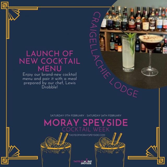 🍸 Cocktail Week🍸MoraySpeyside’s first cocktail week has arrived - join us for £6.50 cocktails all week!Open from 3pm every day 🍹#cocktail #morayspeyside #craigellachie #newmenu