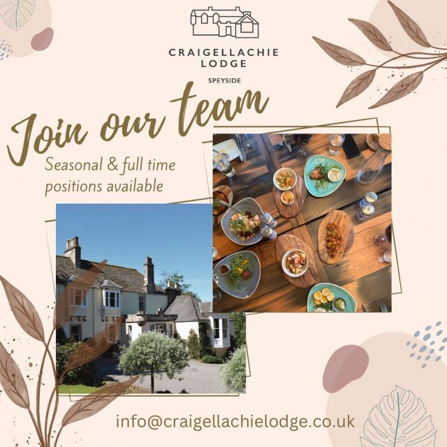 The dream team is recruiting!We have space for a seasonal housekeeper & bar/wait person, or one person who wants to do a bit of both!Part time hours, but can offer more hours over summer period if required. Must be 18+ 🥃Please email your CV to info@craigellachielodge.co.I’m. Immediate start available and permanent positions available!Please share 🙌🙏